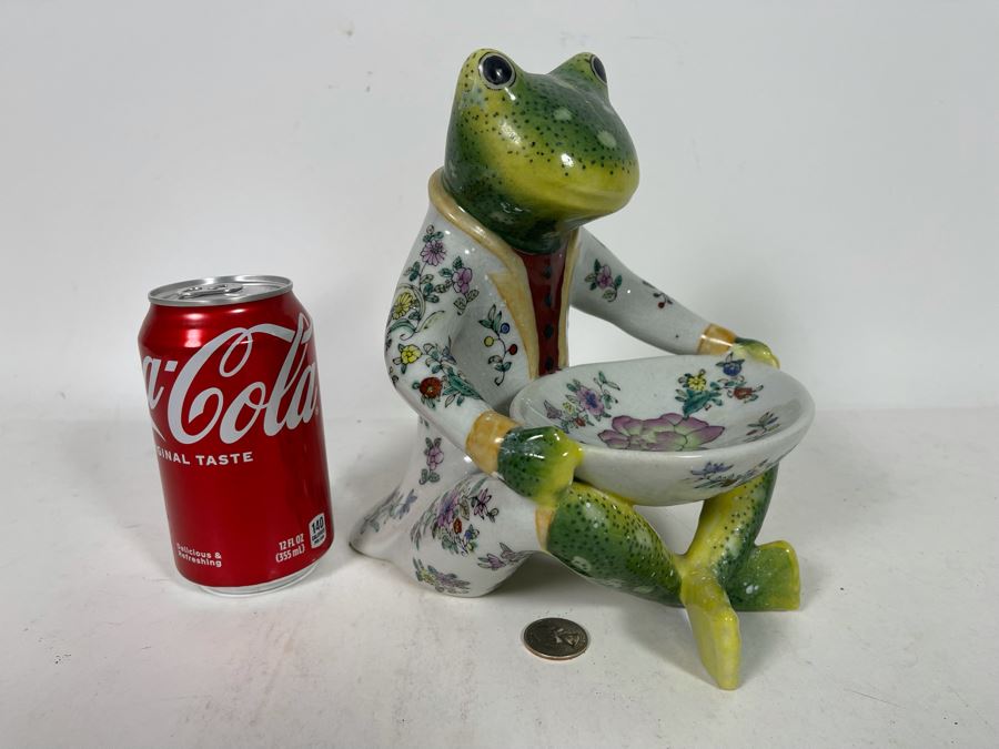 Decorative Chinese Porcelain Figural Frog Soap Dish 8.5H [Photo 4]