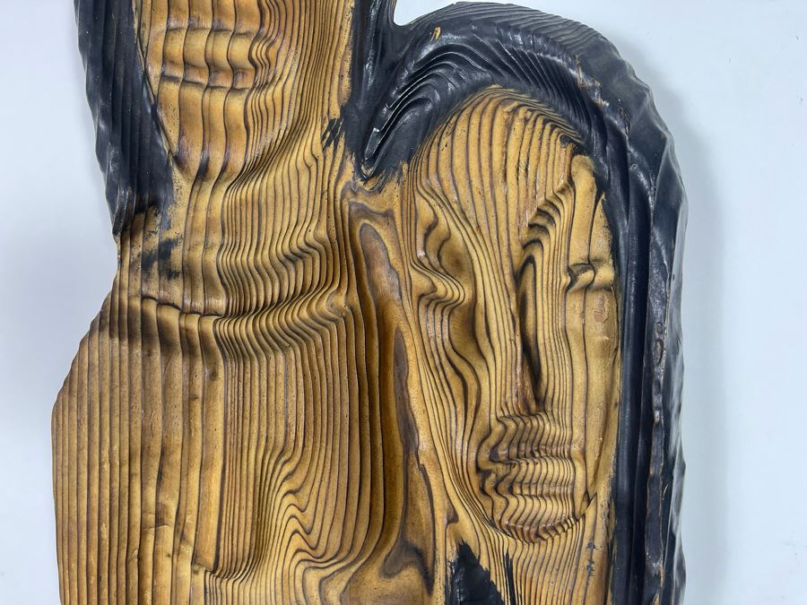 Handmade Wooden Wall Plaque Sculpture Of Parent's With Child 11.5W X 48H [Photo 3]