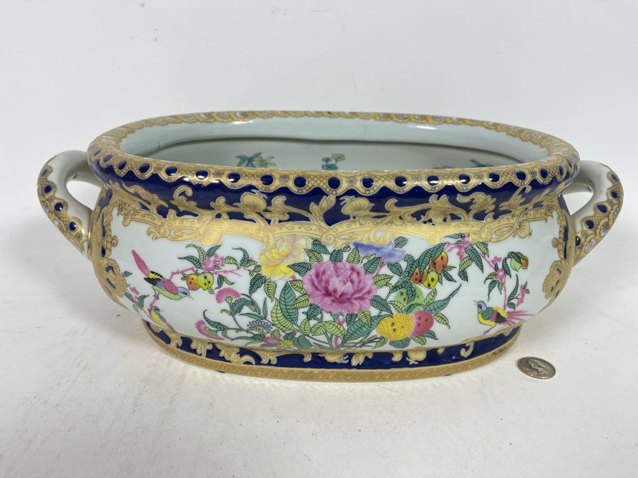 Large Decorative Chinese Bowl With Handles 17.5W X 10D X 6H [Photo 3]