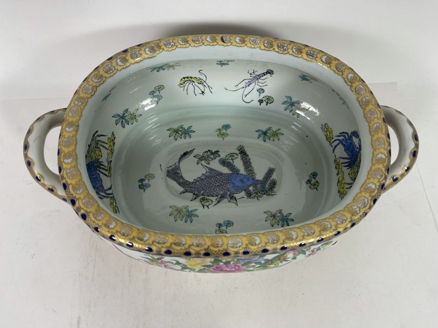 Large Decorative Chinese Bowl With Handles 17.5W X 10D X 6H [Photo 4]