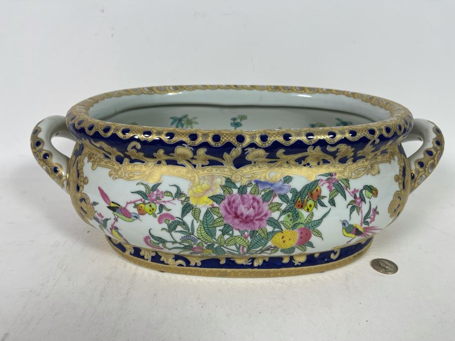 Large Decorative Chinese Bowl With Handles 17.5W X 10D X 6H [Photo 2]