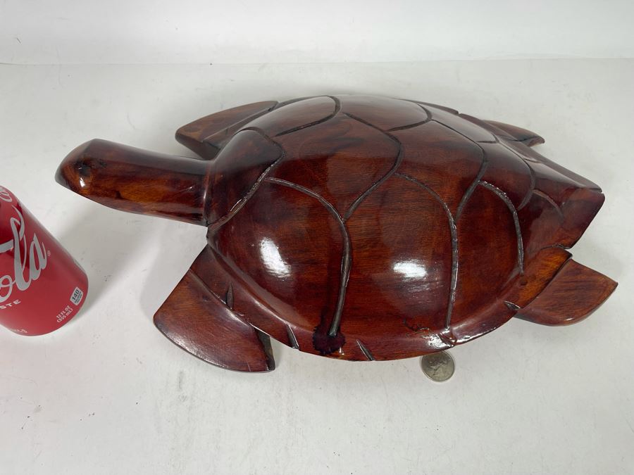 Hand Carved Wooden Sea Turtle Sculpture From Fiji 16W X 10D X 3H [Photo 5]