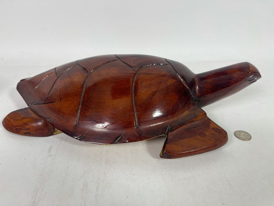 Hand Carved Wooden Sea Turtle Sculpture From Fiji 16W X 10D X 3H [Photo 8]