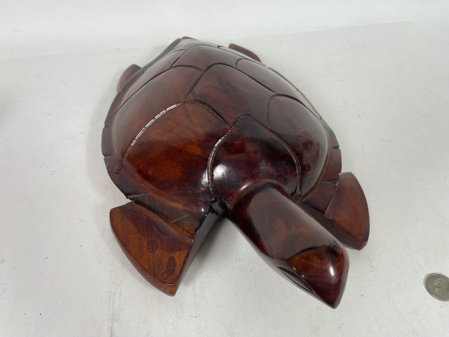 Hand Carved Wooden Sea Turtle Sculpture From Fiji 16W X 10D X 3H [Photo 7]