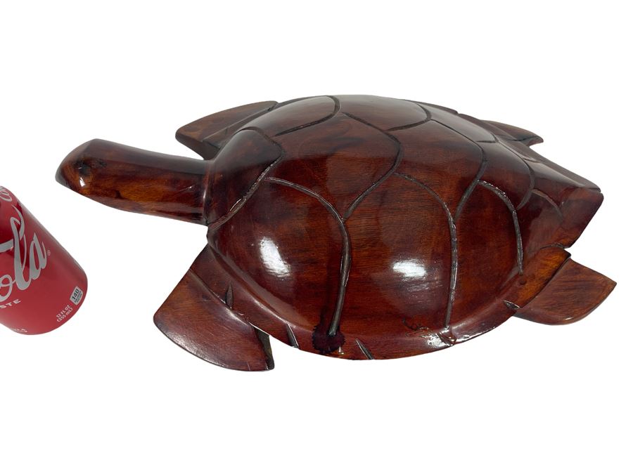 Hand Carved Wooden Sea Turtle Sculpture From Fiji 16W X 10D X 3H [Photo 1]