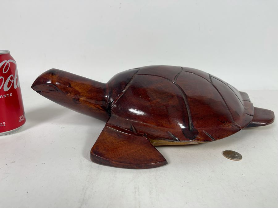 Hand Carved Wooden Sea Turtle Sculpture From Fiji 16W X 10D X 3H [Photo 3]