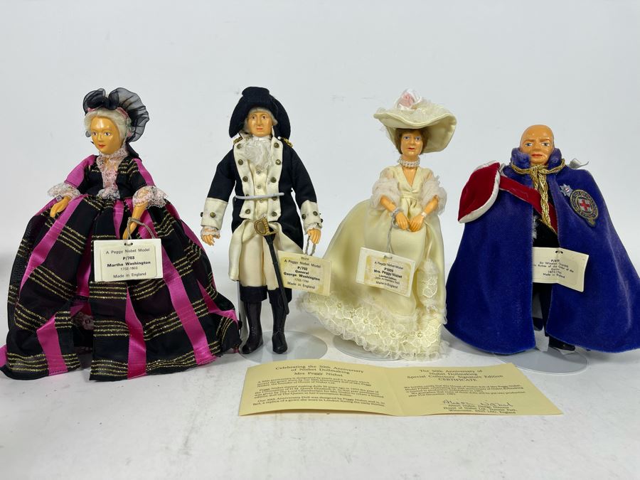 Four Peggy Nisbet 8' Dolls Including Signature Edition Celebrating 30th Anniversary Of Nisbet Dollmaking, George & Martha Washington And Sir Winston Churchill [Photo 3]