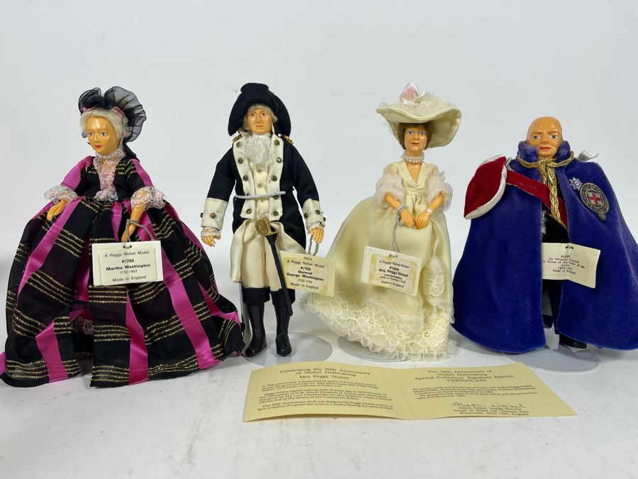 Four Peggy Nisbet 8' Dolls Including Signature Edition Celebrating 30th Anniversary Of Nisbet Dollmaking, George & Martha Washington And Sir Winston Churchill [Photo 2]