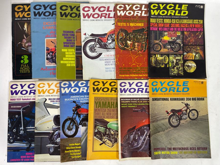 Vintage 1970 Cycle World Motorcycle Magazines - See Photos