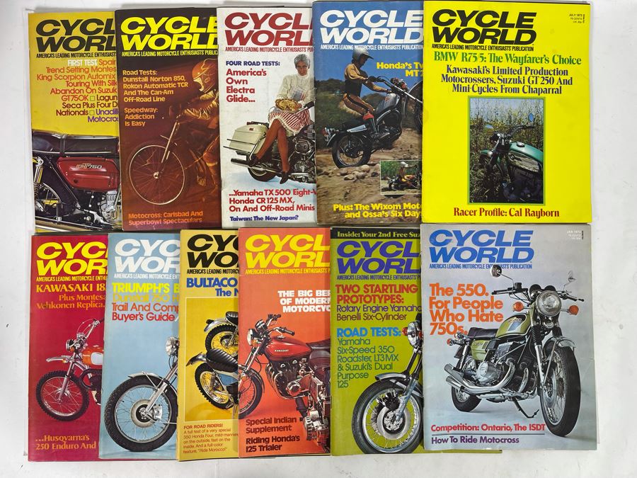 Vintage 1973 Cycle World Motorcycle Magazines - See Photos
