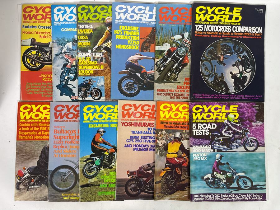 Vintage 1974 Cycle World Motorcycle Magazines - See Photos