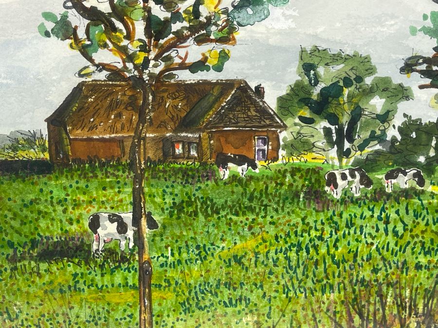 Original Signed Framed Watercolor Painting By Maria 'Van Den Haag' Becker Frame Measures 36 X 32 [Photo 5]