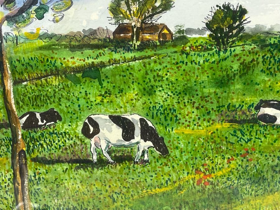 Original Signed Framed Watercolor Painting By Maria 'Van Den Haag' Becker Frame Measures 36 X 32 [Photo 6]