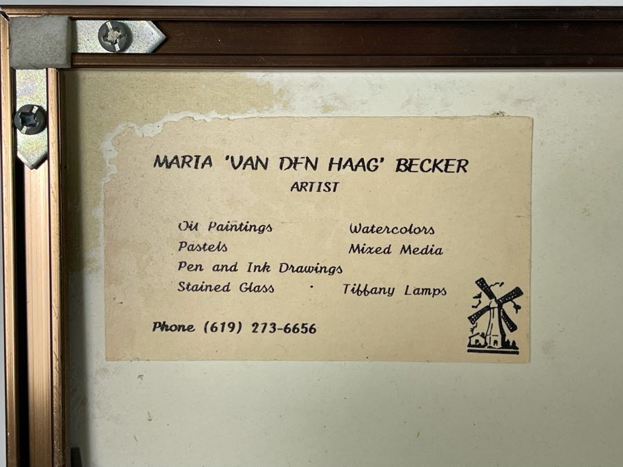 Original Signed Framed Watercolor Painting By Maria 'Van Den Haag' Becker Frame Measures 36 X 32 [Photo 10]