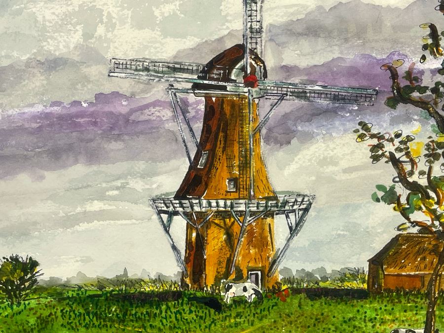 Original Signed Framed Watercolor Painting By Maria 'Van Den Haag' Becker Frame Measures 36 X 32 [Photo 4]