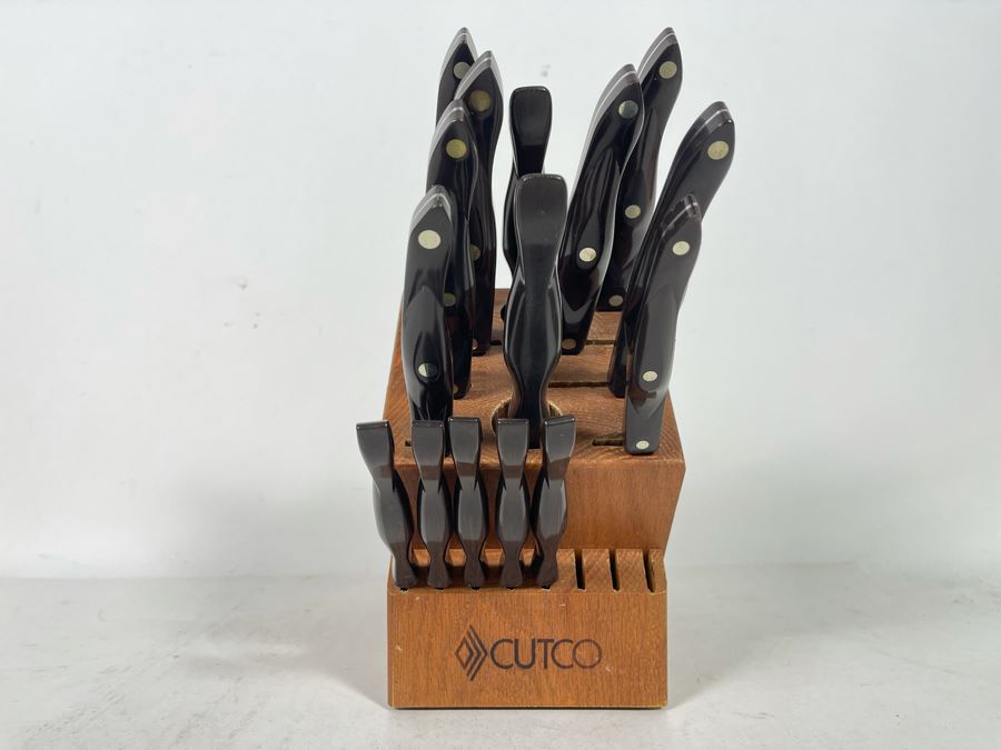 Lifetime Warranty The Forever Guarantee Cutco Kitchen Knives Set With Pair Of Cutco Wooden Storage Blocks - See Photos [Photo 3]