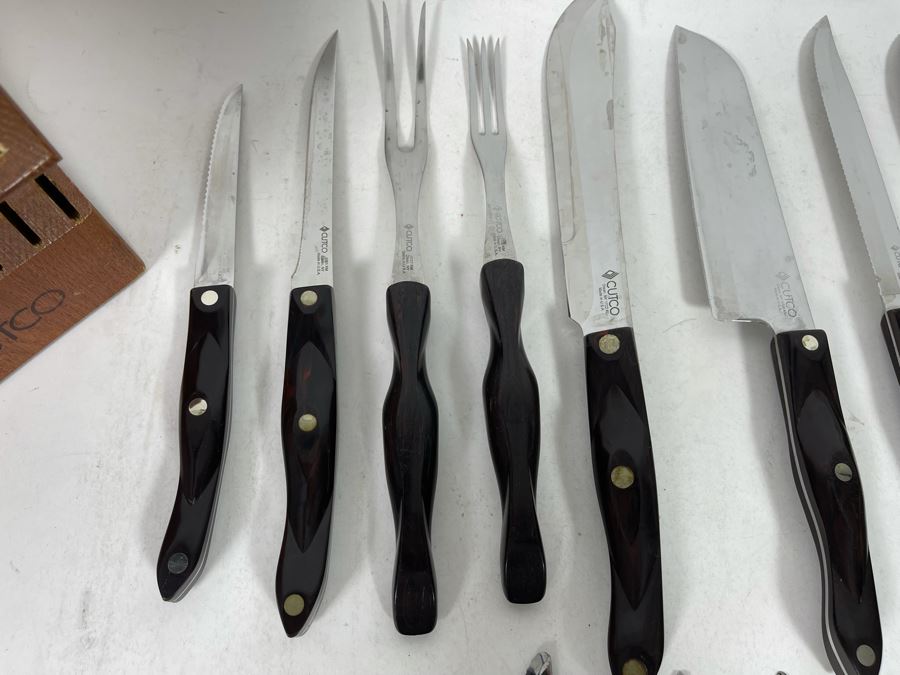 Lifetime Warranty The Forever Guarantee Cutco Kitchen Knives Set With Pair Of Cutco Wooden Storage Blocks - See Photos [Photo 11]