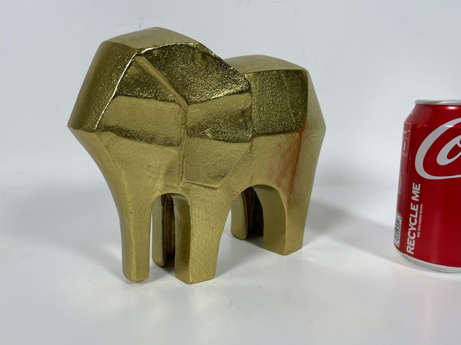 Gold Tone Metal Elephant Sculpture [Photo 2]