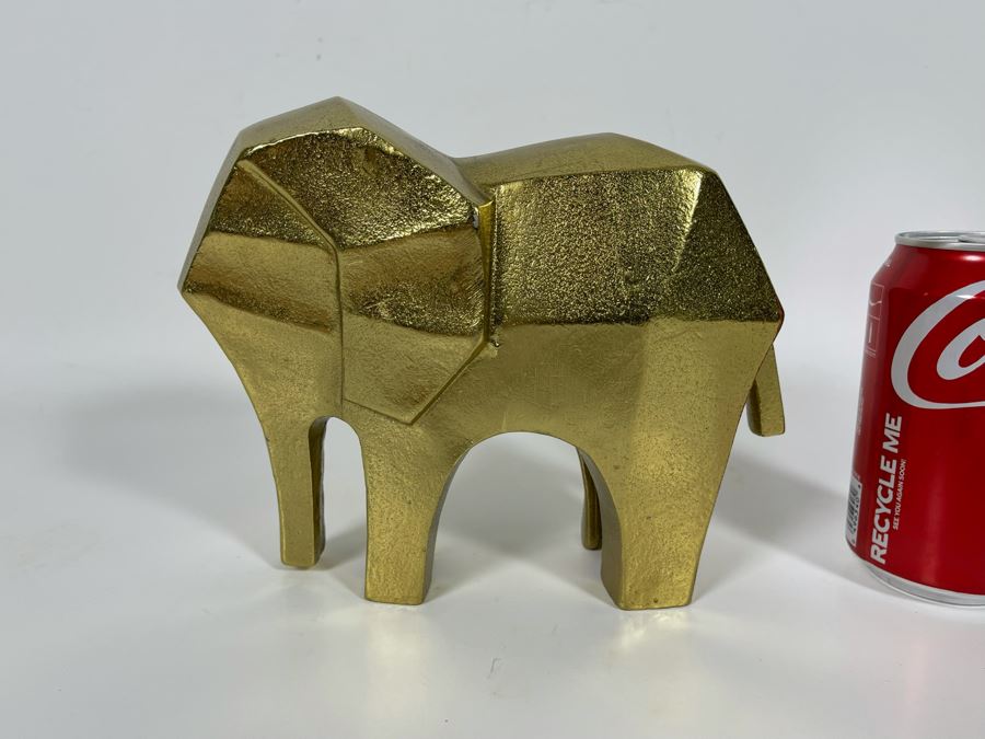 Gold Tone Metal Elephant Sculpture [Photo 1]