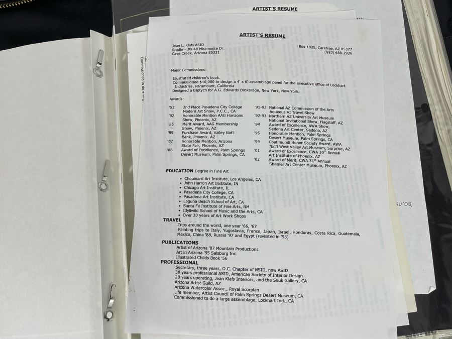 Jean Klafs's Original Artist Portfolio Including Photographs And Slides Of Her Artwork, Pricelists And Newspaper Clippings - See Photos [Photo 5]