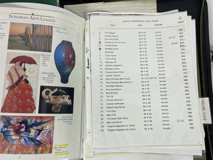 Jean Klafs's Original Artist Portfolio Including Photographs And Slides Of Her Artwork, Pricelists And Newspaper Clippings - See Photos [Photo 27]