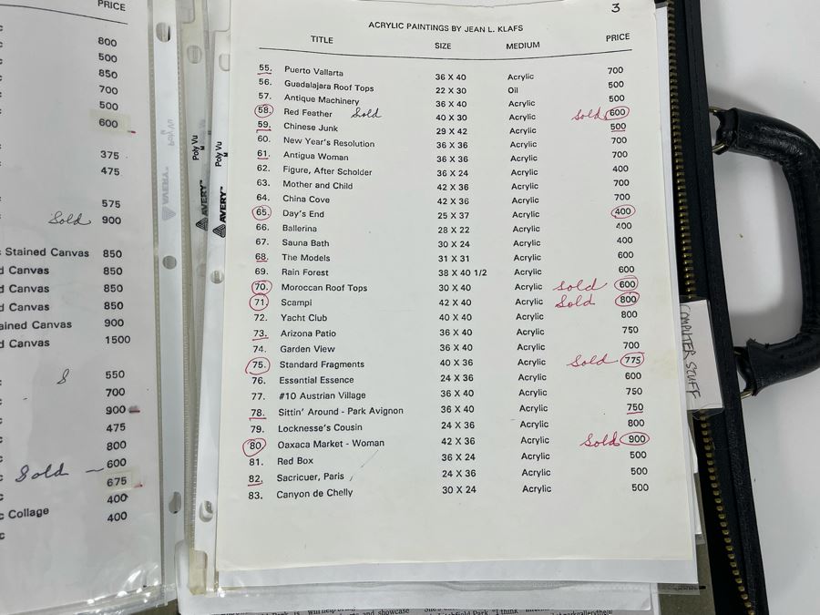 Jean Klafs's Original Artist Portfolio Including Photographs And Slides Of Her Artwork, Pricelists And Newspaper Clippings - See Photos [Photo 29]