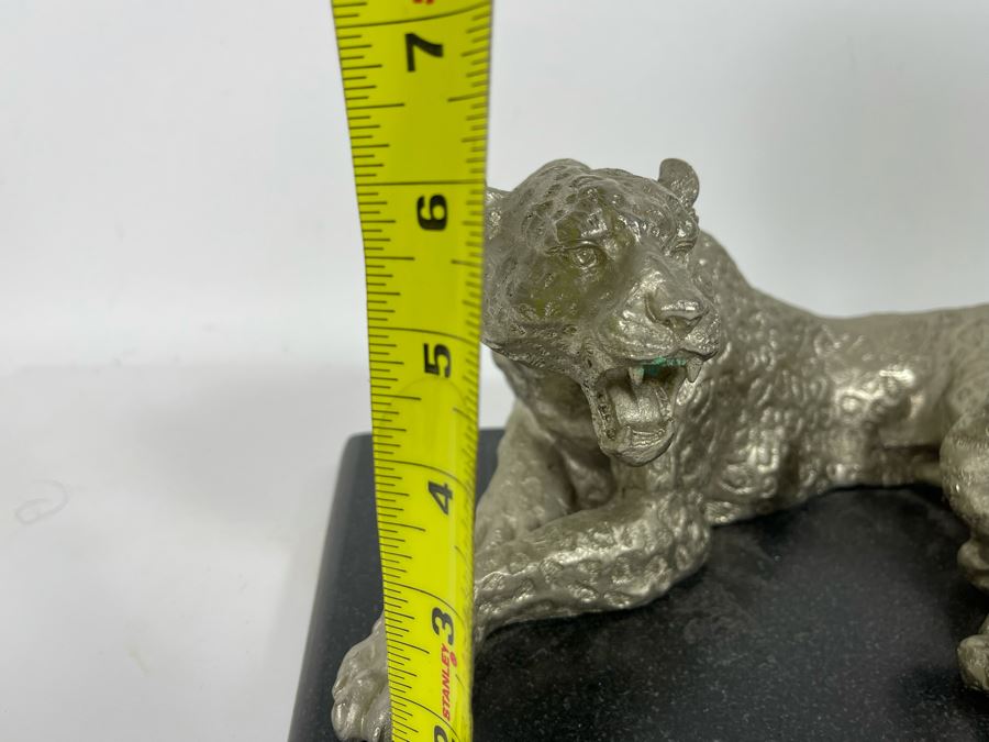 Metal Leopard Sculpture On Marble Base [Photo 11]