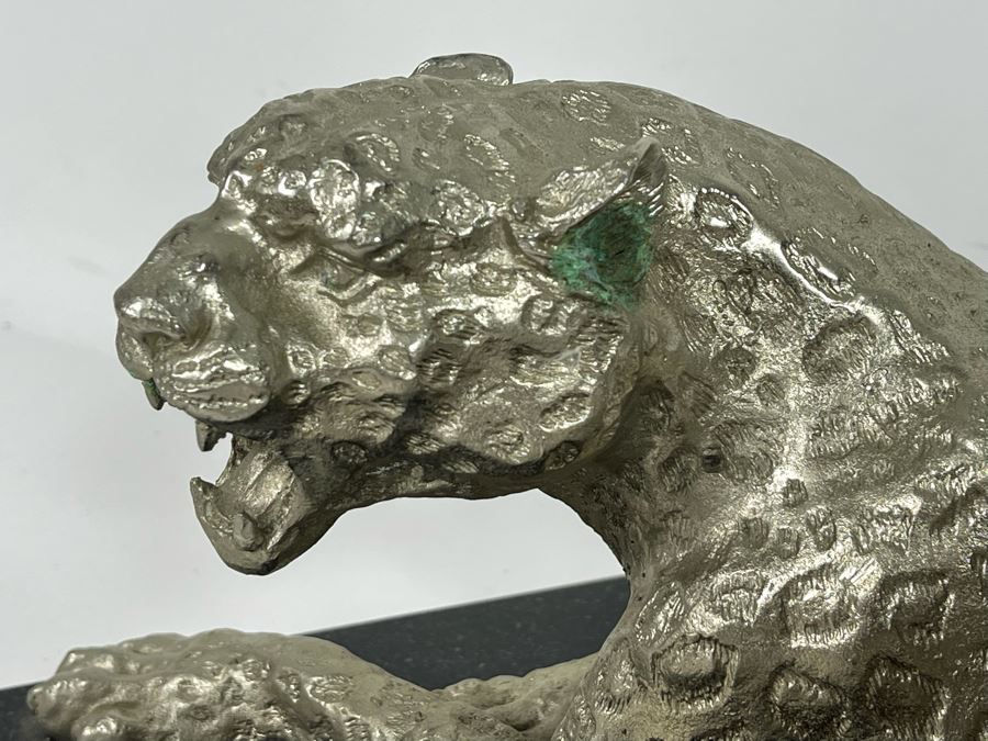 Metal Leopard Sculpture On Marble Base [Photo 6]