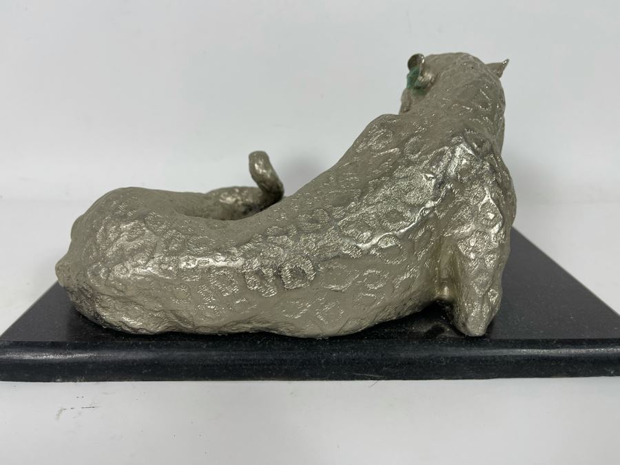 Metal Leopard Sculpture On Marble Base [Photo 7]