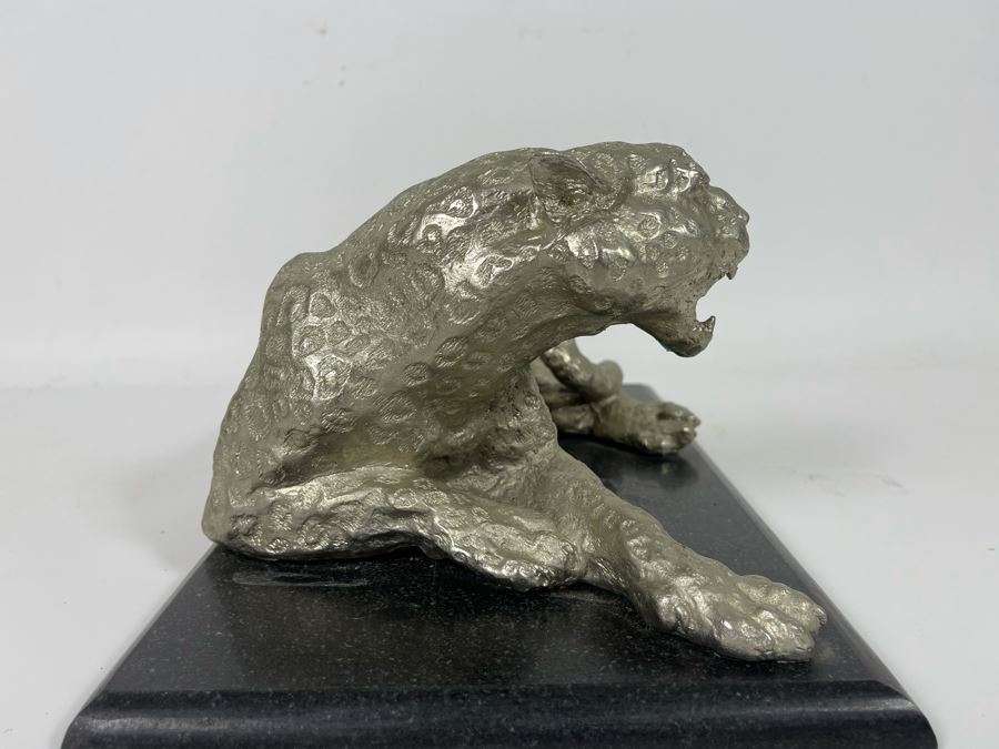 Metal Leopard Sculpture On Marble Base [Photo 8]