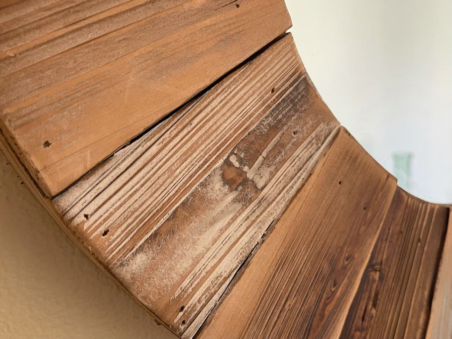 Round Wooden Wall Mirror 28R [Photo 2]