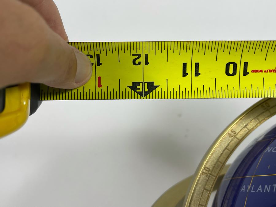 Tabletop Semi-Precious Inlaid Stone Globe With Brass Stand 13 X 15 [Photo 9]