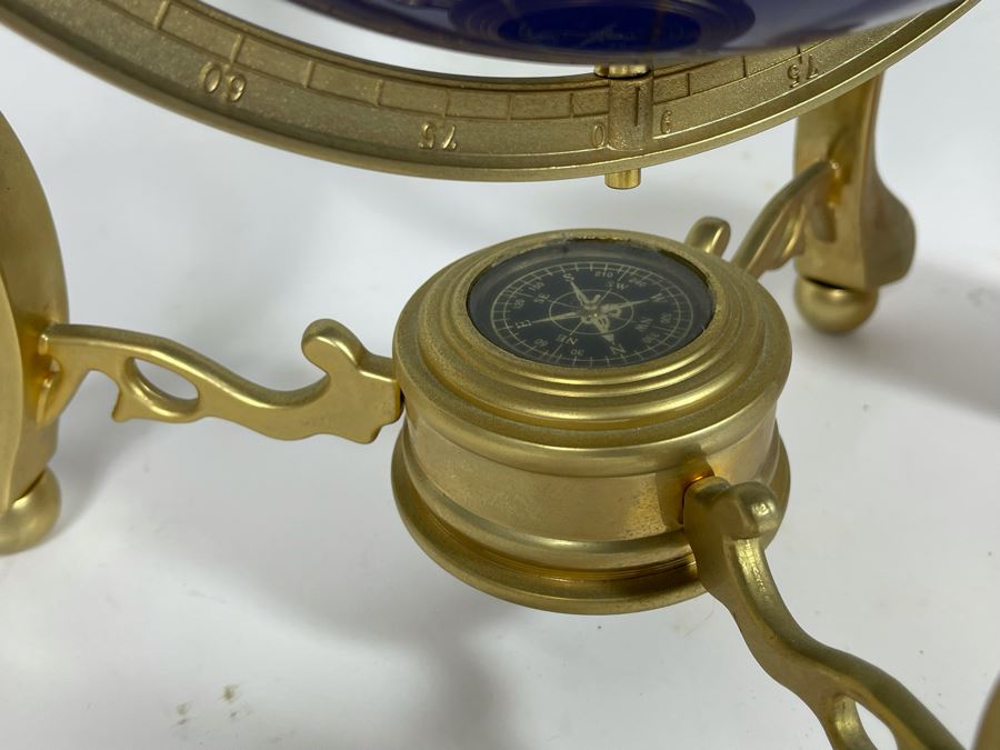 Tabletop Semi-Precious Inlaid Stone Globe With Brass Stand 13 X 15 [Photo 5]