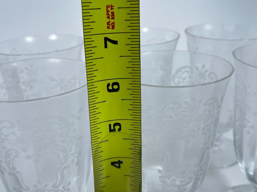 Six Etched Stemware Crystal Glasses 6H [Photo 6]