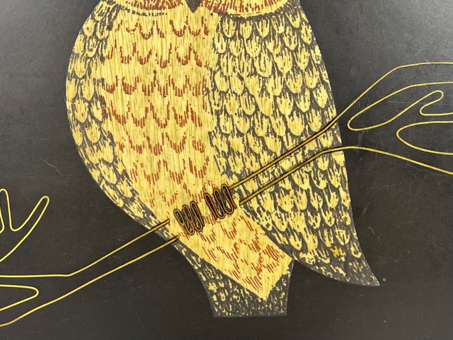 Couroc Inlaid Owl Tray 15.5 X 10.5 [Photo 4]