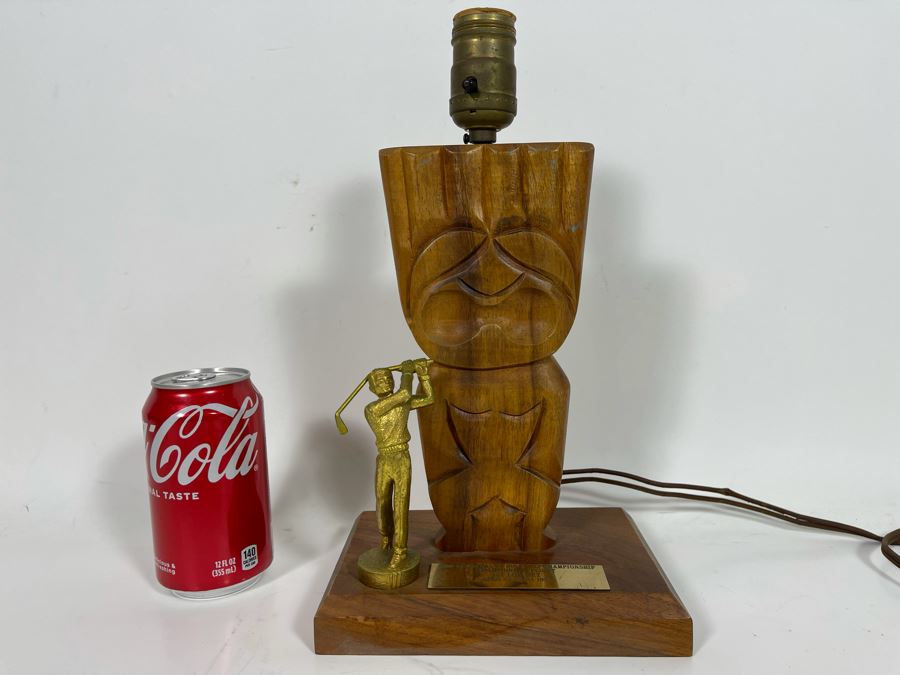 Vintage 1959 Hawaiian Golf Trophy Lamp Working [Photo 2]