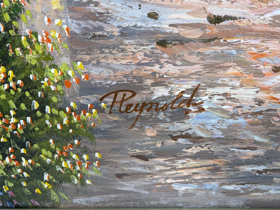 Original Vintage Oil Painting On Canvas 24 X 36 Signed Reynolds Framed [Photo 4]