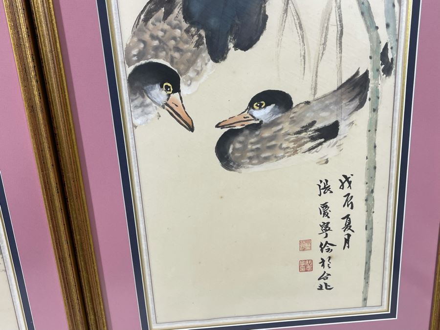 Set Of Four Framed Original Chinese Four Seasons Paintings Each Measures 19W X 39.5H [Photo 12]