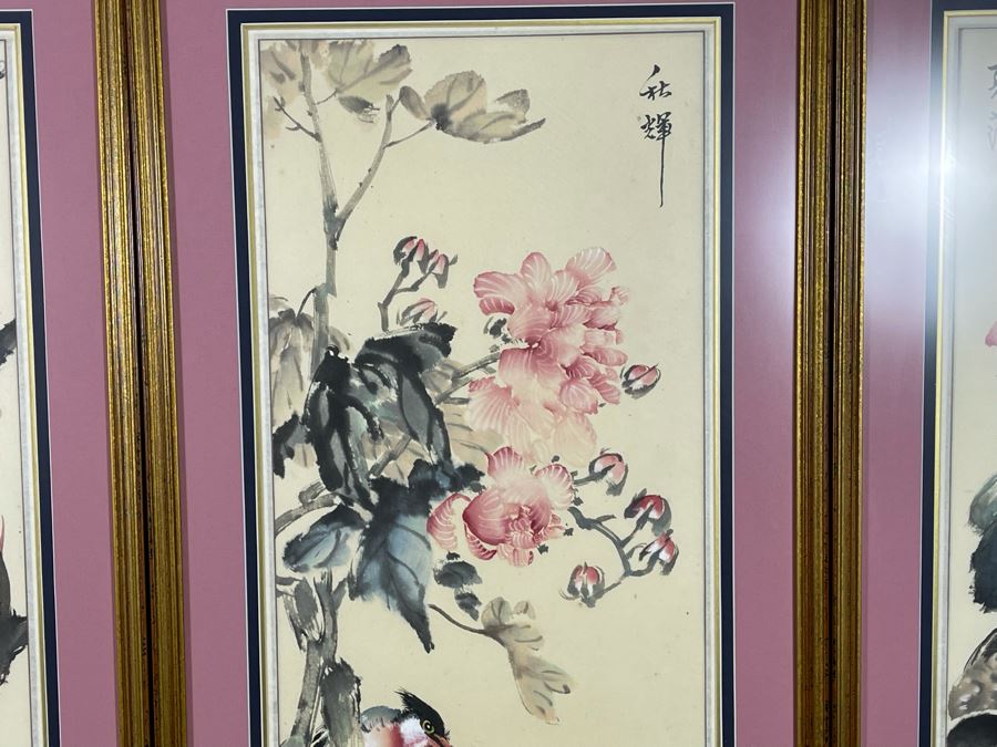 Set Of Four Framed Original Chinese Four Seasons Paintings Each Measures 19W X 39.5H [Photo 6]