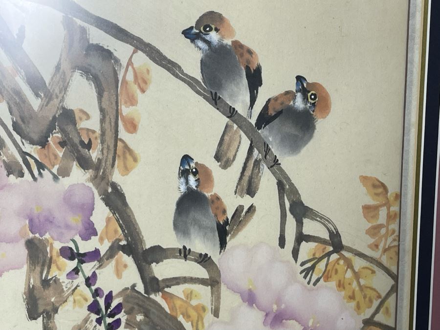 Set Of Four Framed Original Chinese Four Seasons Paintings Each Measures 19W X 39.5H [Photo 15]