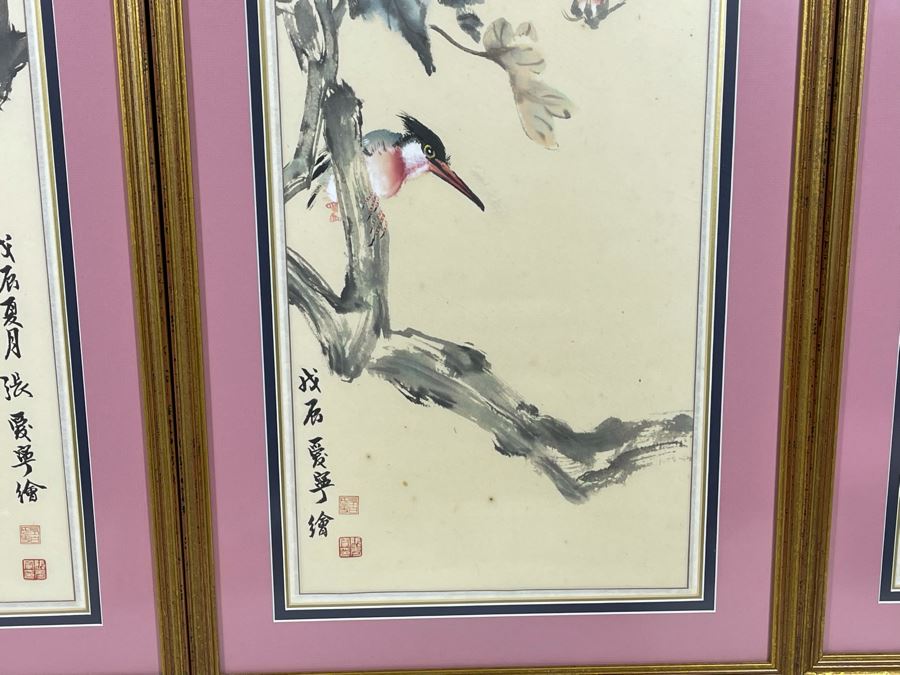 Set Of Four Framed Original Chinese Four Seasons Paintings Each Measures 19W X 39.5H [Photo 7]