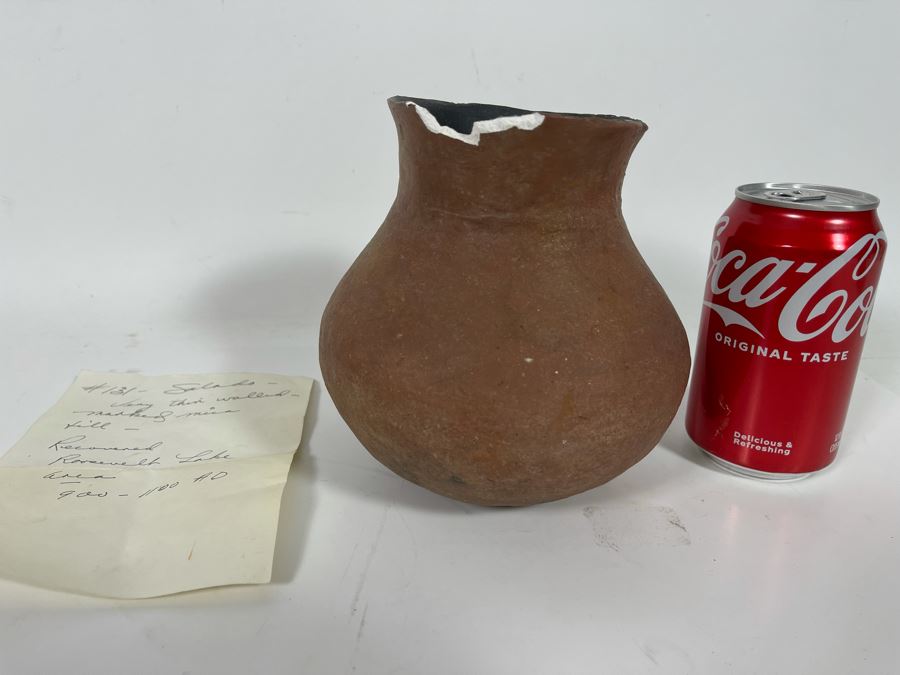 Antique 900-1100AD Native American Salado Pottery Jar Very Thin Walled Mica Fill Recovered From Roosevelt Lake Area 6W X 6H - See Photos For Damage To Rim [Photo 2]