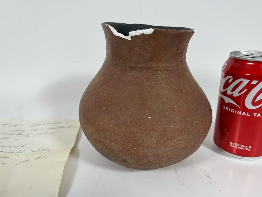 Antique 900-1100AD Native American Salado Pottery Jar Very Thin Walled Mica Fill Recovered From Roosevelt Lake Area 6W X 6H - See Photos For Damage To Rim [Photo 1]