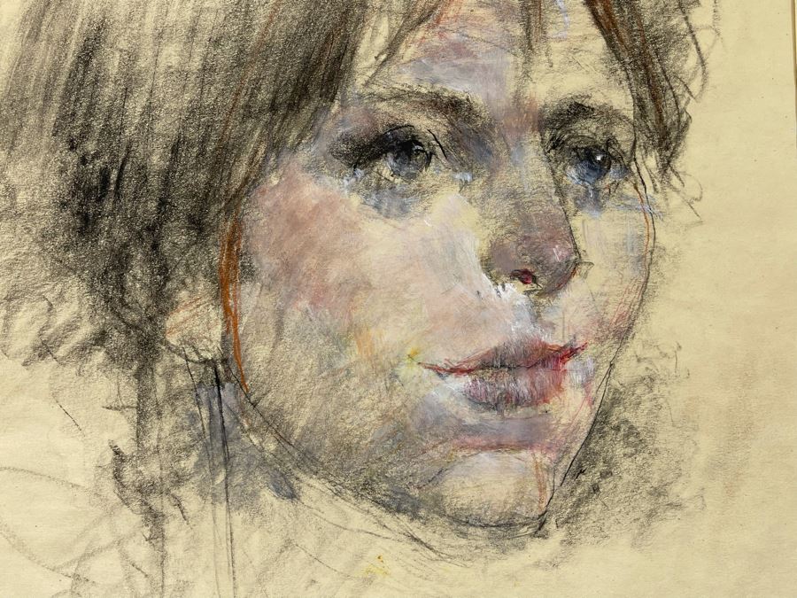 Three Original Max Turner Face Portrait Drawings On Paper Apx 12 X 16 - Middle Drawing Is Signed Max Turner [Photo 7]