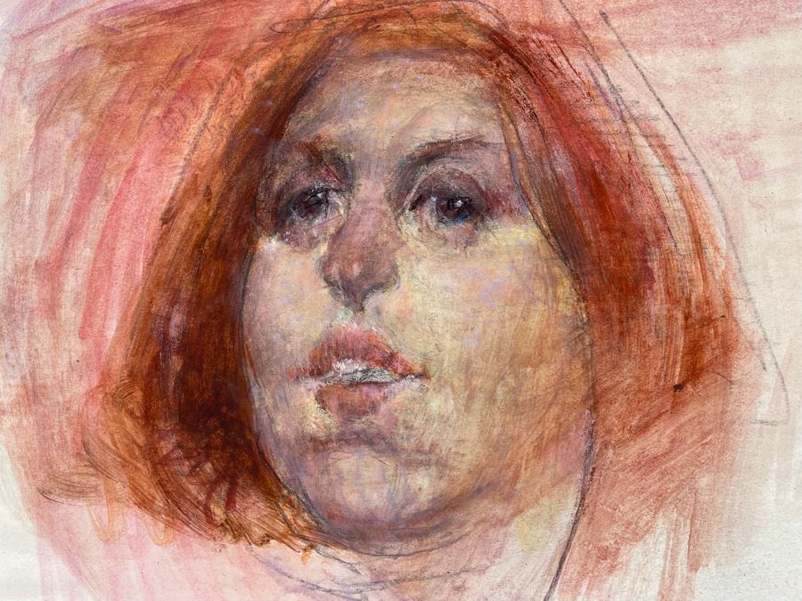 Three Original Max Turner Face Portrait Drawings On Paper Apx 12 X 16 - Middle Drawing Is Signed Max Turner [Photo 4]