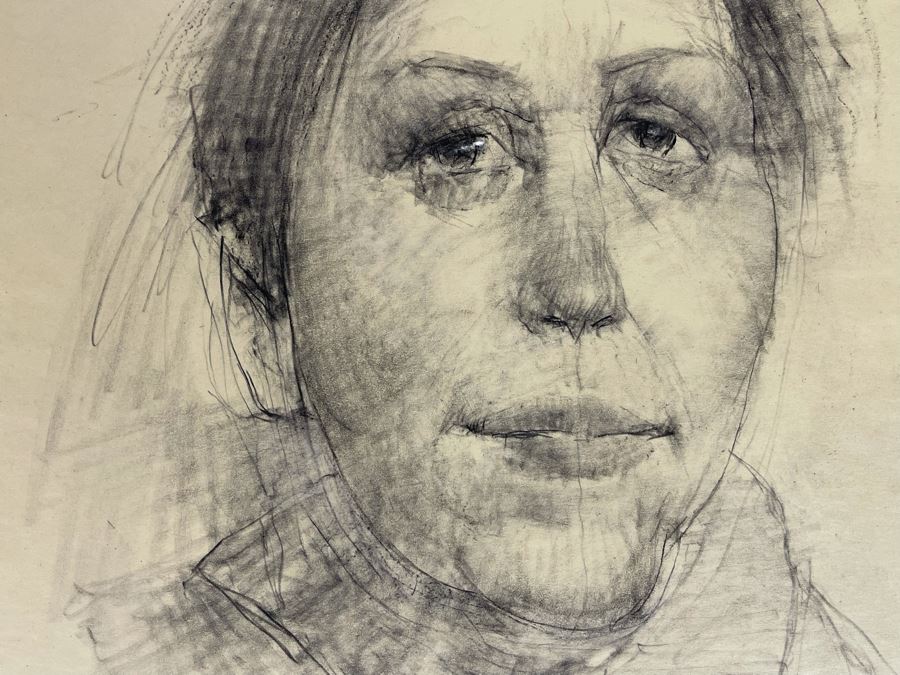 Three Original Max Turner Face Portrait Drawings On Paper Apx 12 X 16 - Middle Drawing Is Signed Max Turner [Photo 10]