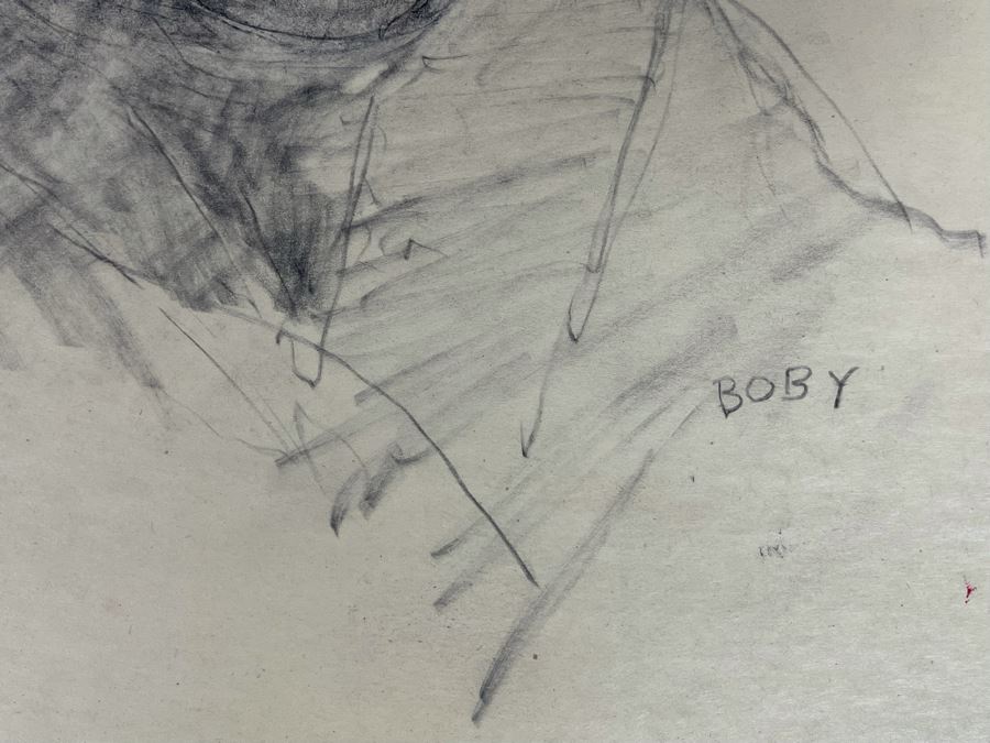 Three Original Max Turner Face Portrait Drawings On Paper Apx 12 X 16 - Middle Drawing Is Signed Max Turner [Photo 11]