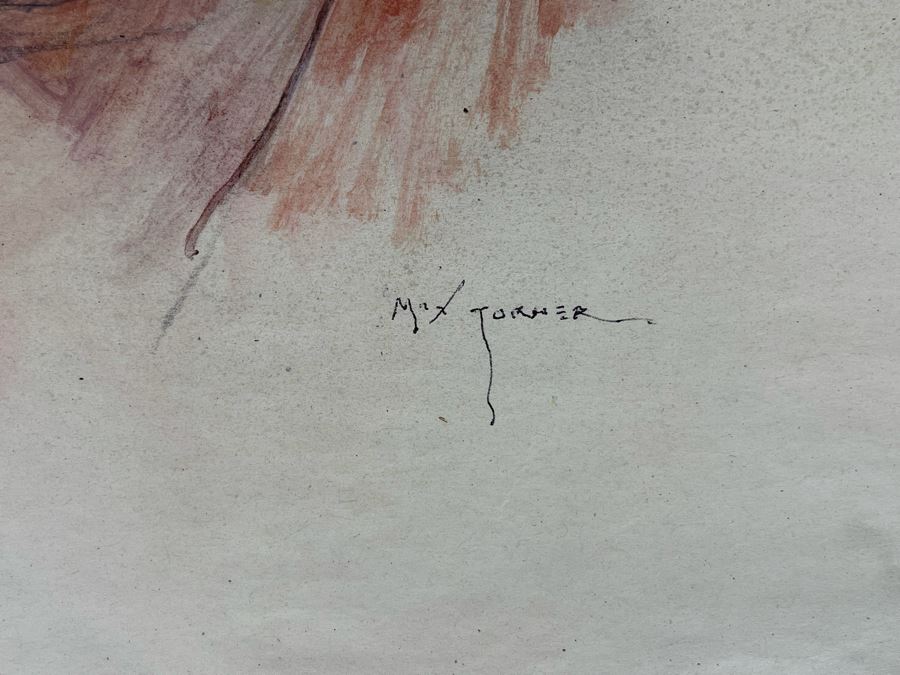 Three Original Max Turner Face Portrait Drawings On Paper Apx 12 X 16 - Middle Drawing Is Signed Max Turner [Photo 5]