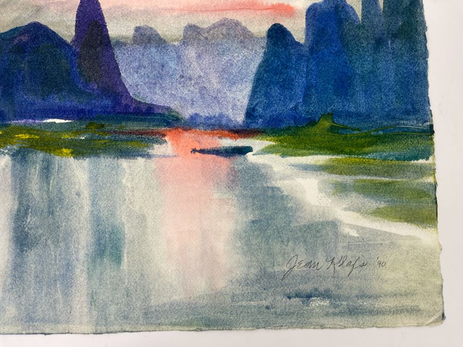 Original Jean Klafs Abstract Expressionist Landscape Watercolor Painting On Paper 22 X 15 [Photo 6]