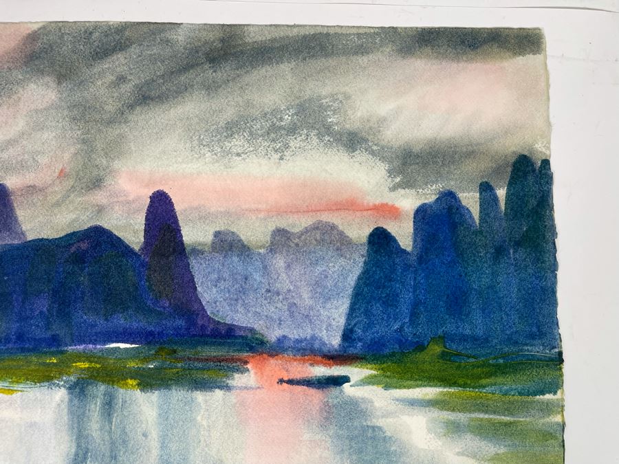 Original Jean Klafs Abstract Expressionist Landscape Watercolor Painting On Paper 22 X 15 [Photo 5]